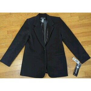 New Sag Harbor Womens Blazer Black Wool Nylon Cashmere One Button Sz 12 Jacket